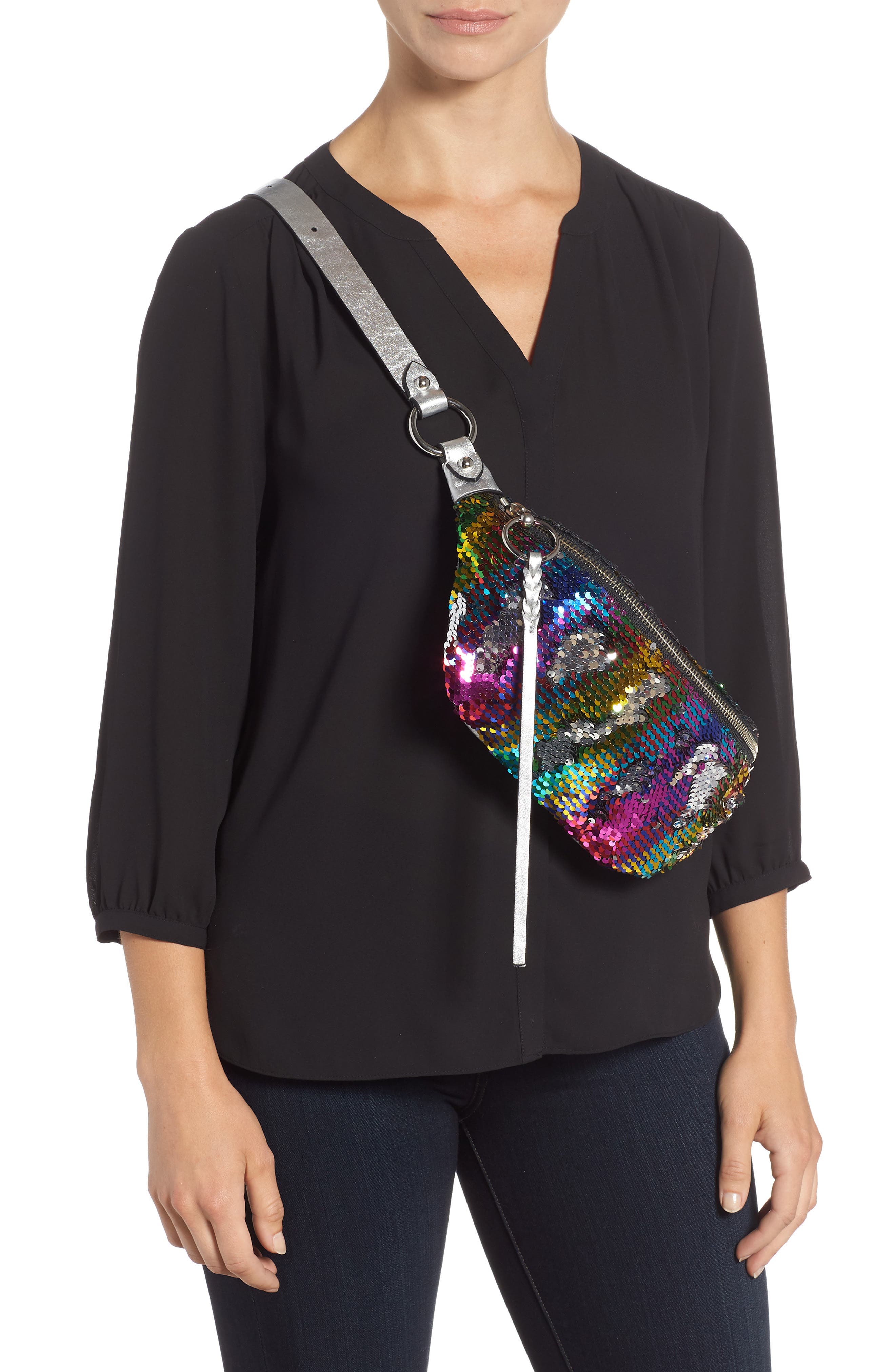Rebecca Minkoff Sequin Belt Bag, Alternate, color, 