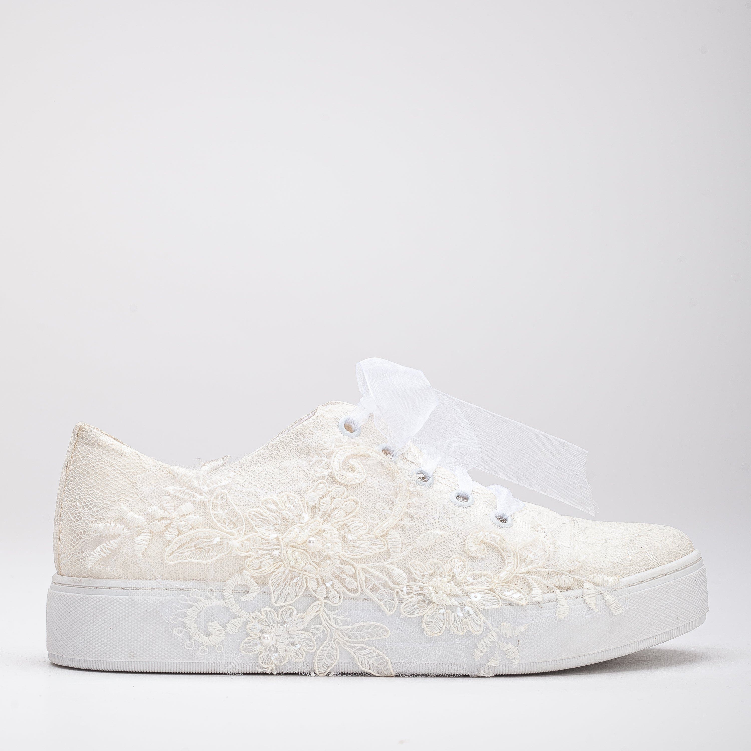 Forever & Always Shoes Elise Lace Bridal Sneakers, Main, color, Ivory