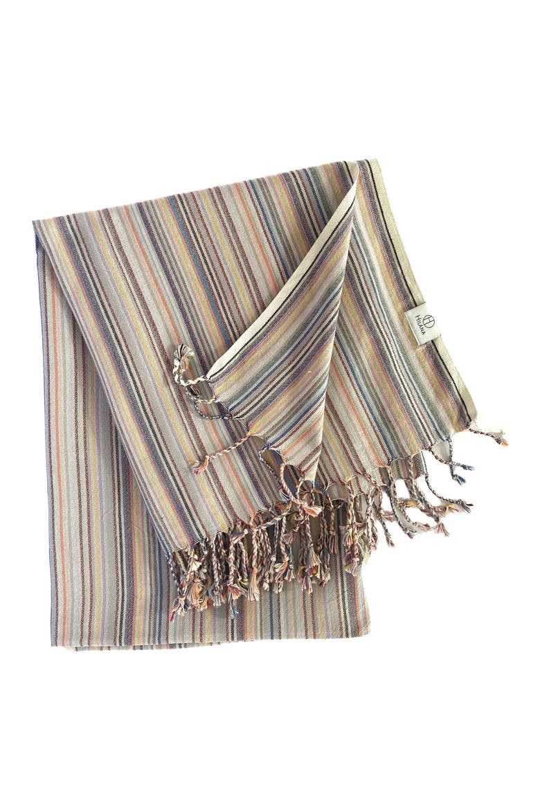 Casablanca Sustainable Striped Turkish Towel / Blanket Beige, Main, color, Beige