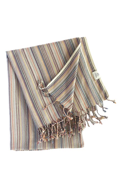 Casablanca Sustainable Striped Turkish Towel / Blanket Beige
