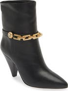 Avec Les Filles Spencer Golden Chain Pointed Toe Leather Bootie