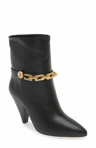 Avec Les Filles Spencer Golden Chain Pointed Toe Leather Bootie