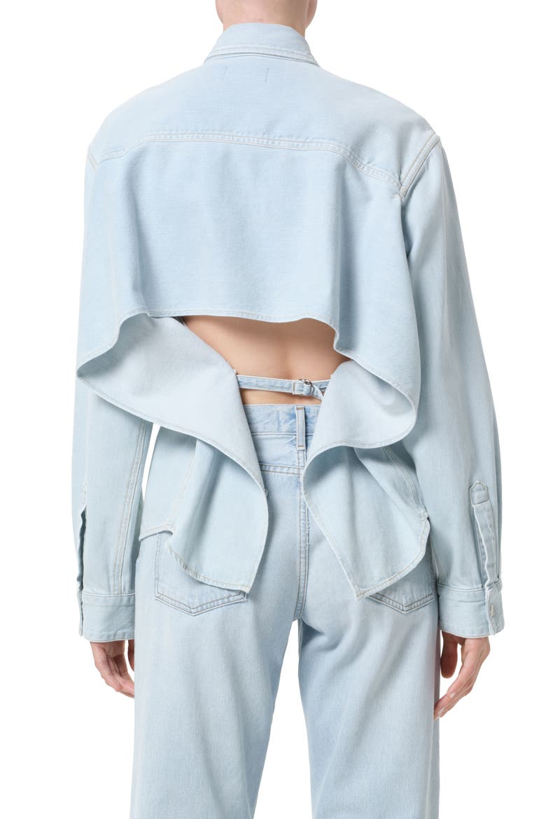 Theo Flutter Denim Shirt, Alternate, color, LINK (LIGHT PALE TINTED IND)