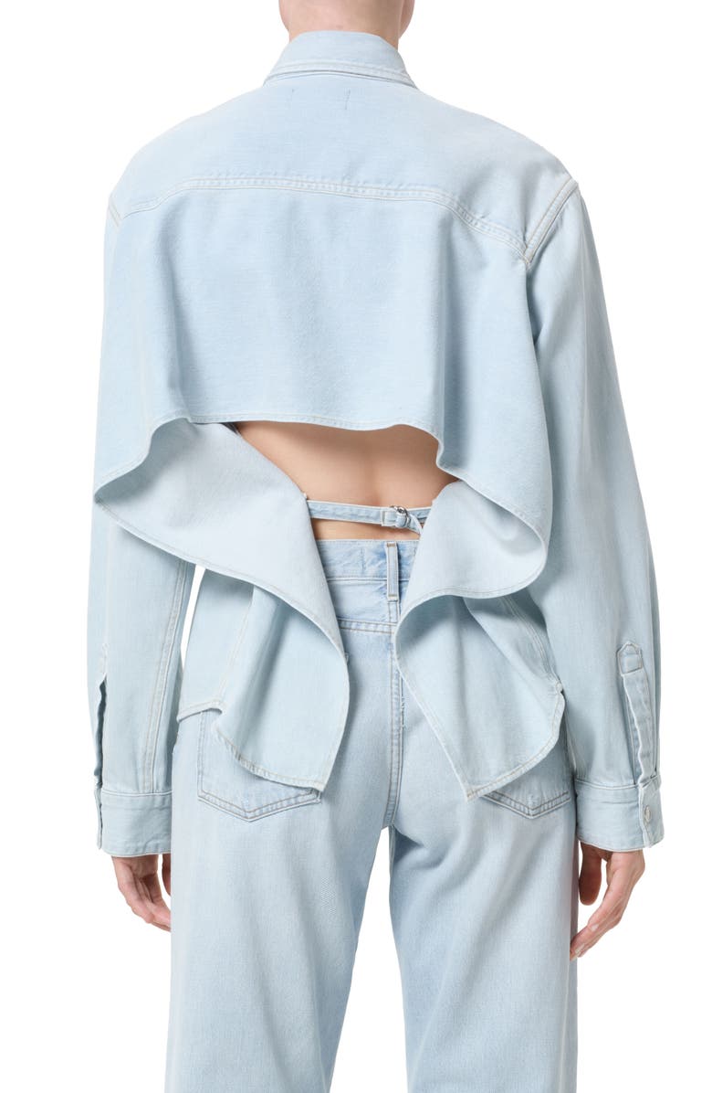 AGOLDE Theo Flutter Denim Shirt, Alternate, color, Link (Light Pale Tinted Ind)