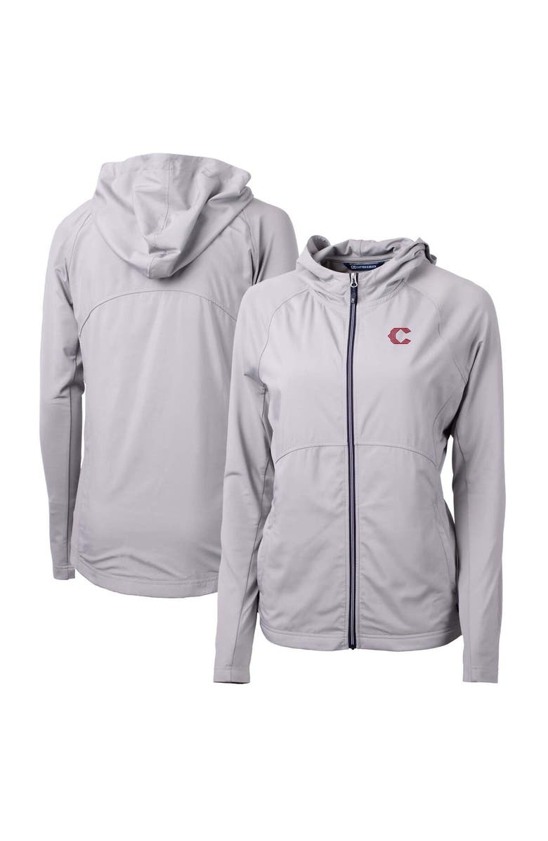 Cutter & Buck Women's Cutter & Buck Gray Cincinnati Reds City Connect Adapt Eco Knit Hybrid Recycled Full-Zip Hooded Jacket, Alternate, color, 