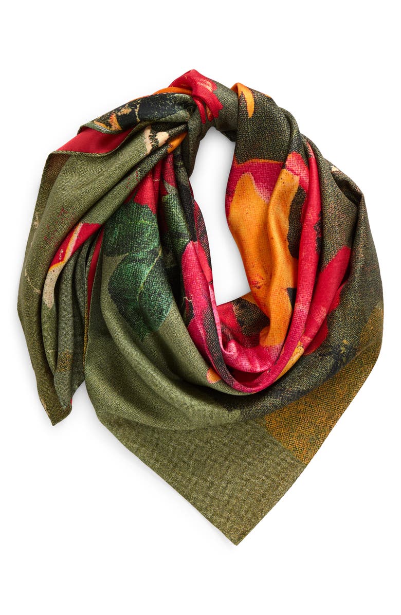 Tory Burch Photo Flowers Silk Scarf, Alternate, color,