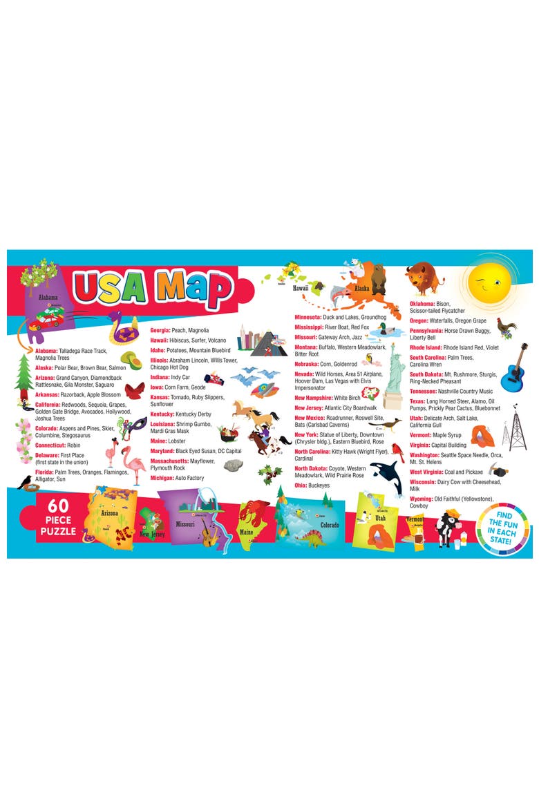 Explorer USA Map 60 Piece Jigsaw Puzzle, Alternate, color, Multicolor