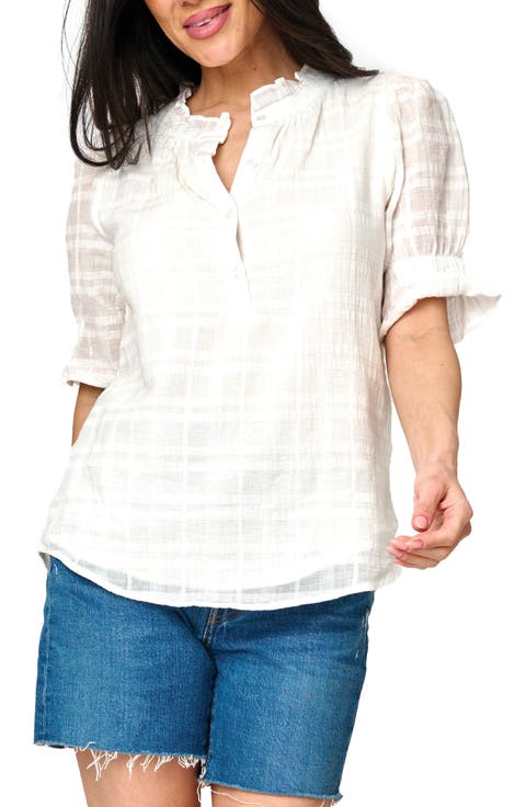 Dianthus Crinkle Cotton Henley Top