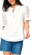 GIBSONLOOK Dianthus Crinkle Cotton Henley Top
