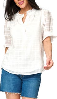 GIBSONLOOK Dianthus Crinkle Cotton Henley Top