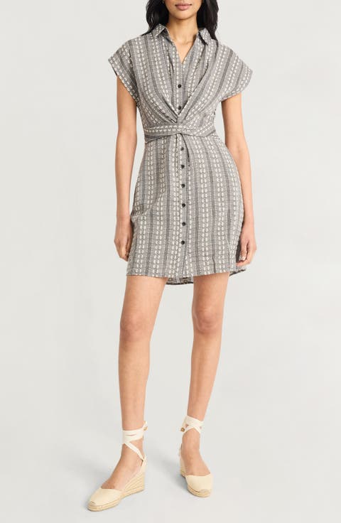Novelty Short Sleeve Cotton Shirtdress