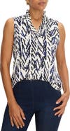 NIC+ZOE Crosshatch Ruffle Around Sleeveless Top
