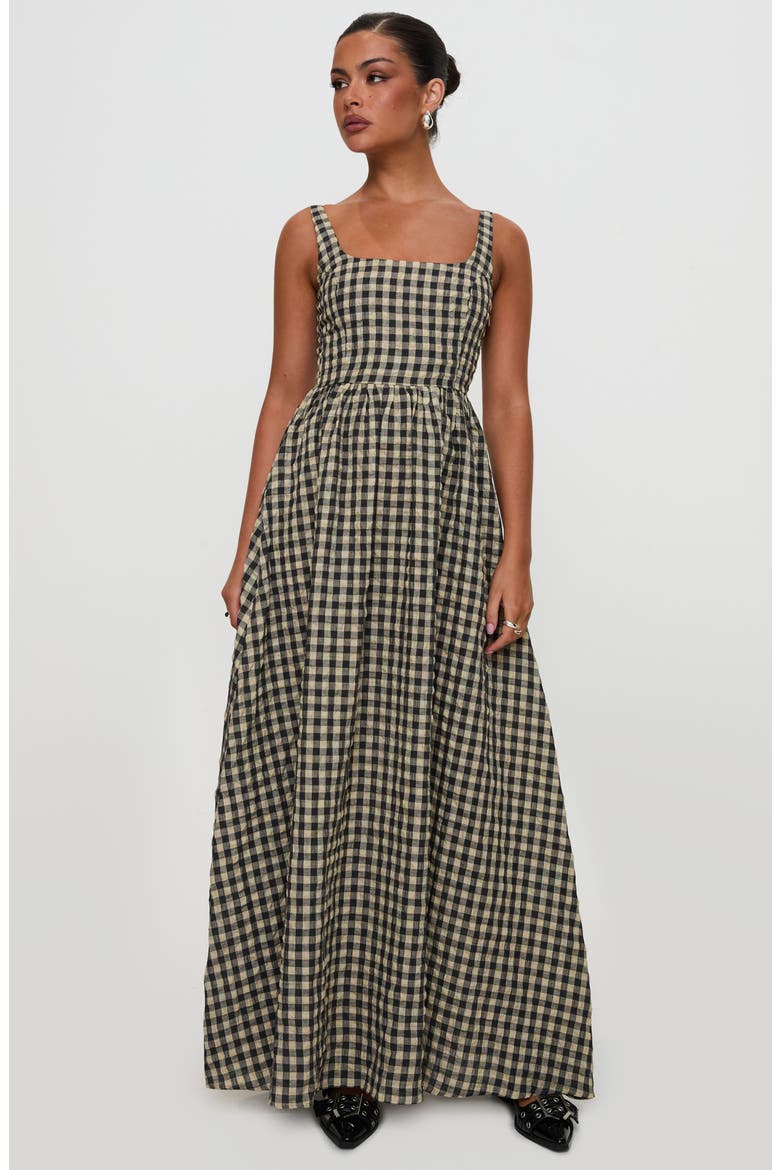 Cartmel Gingham Check Maxi Dress, Alternate, color, BLACK