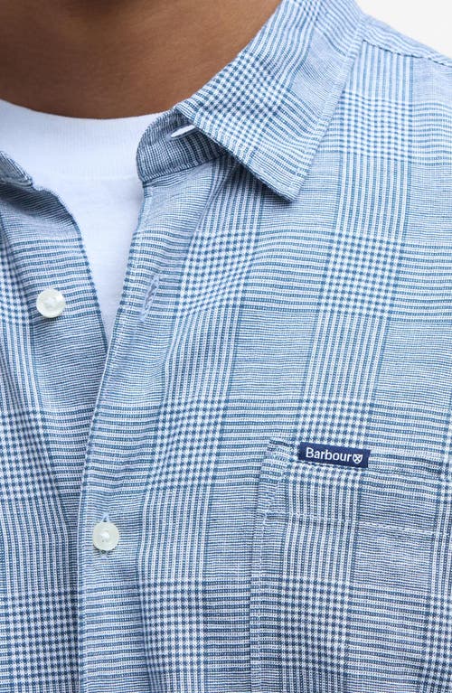 Barbour Hartland Linen Blend Button-up Shirt In Navy