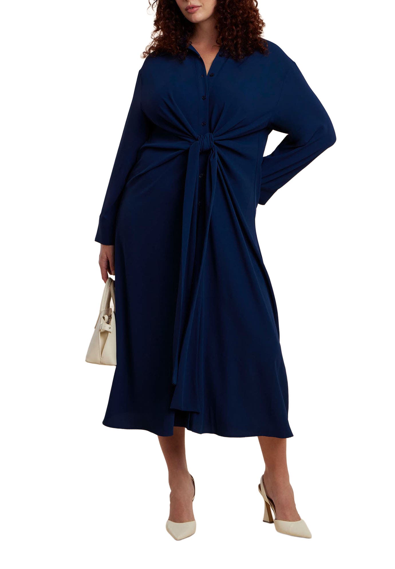 Tie Front Oversized Shirt Dress - image 3