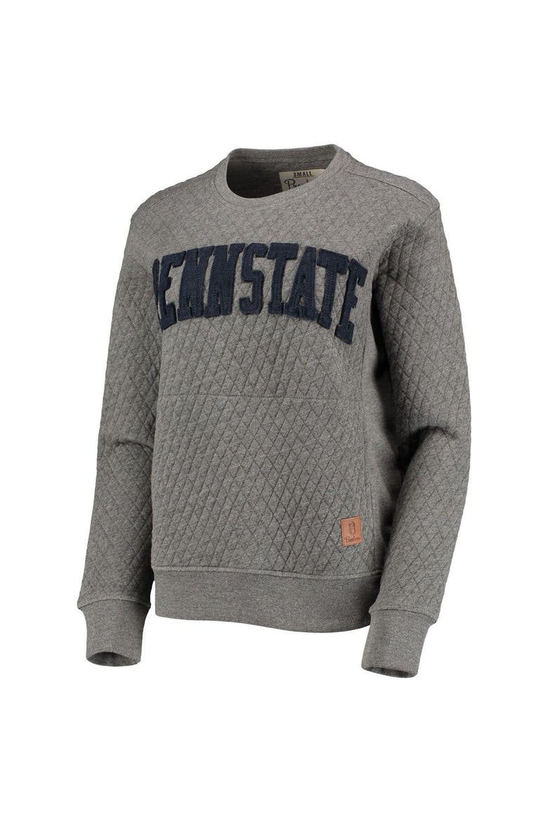 Women's Pressbox Heather Charcoal Penn State Nittany Lions Moose Quilted Pullover Sweatshirt, Alternate, color, Heather Gray