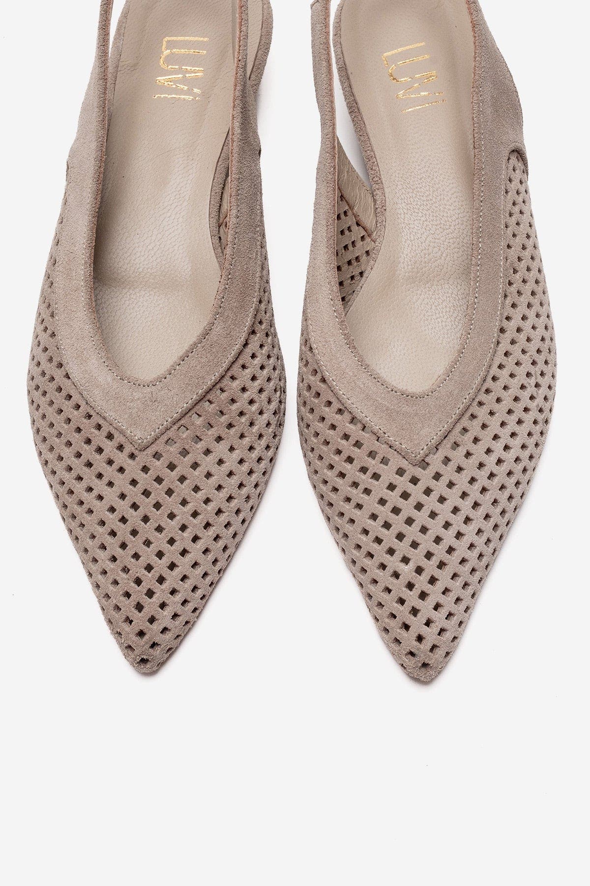 Lieve Leather Slingback Pump, Alternate, color, Beige Suede