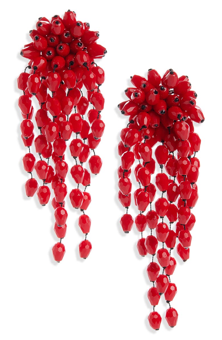 Isabel Marant Hanabi Beaded Clip-On Drop Earrings, Main, color, Red/ Silver