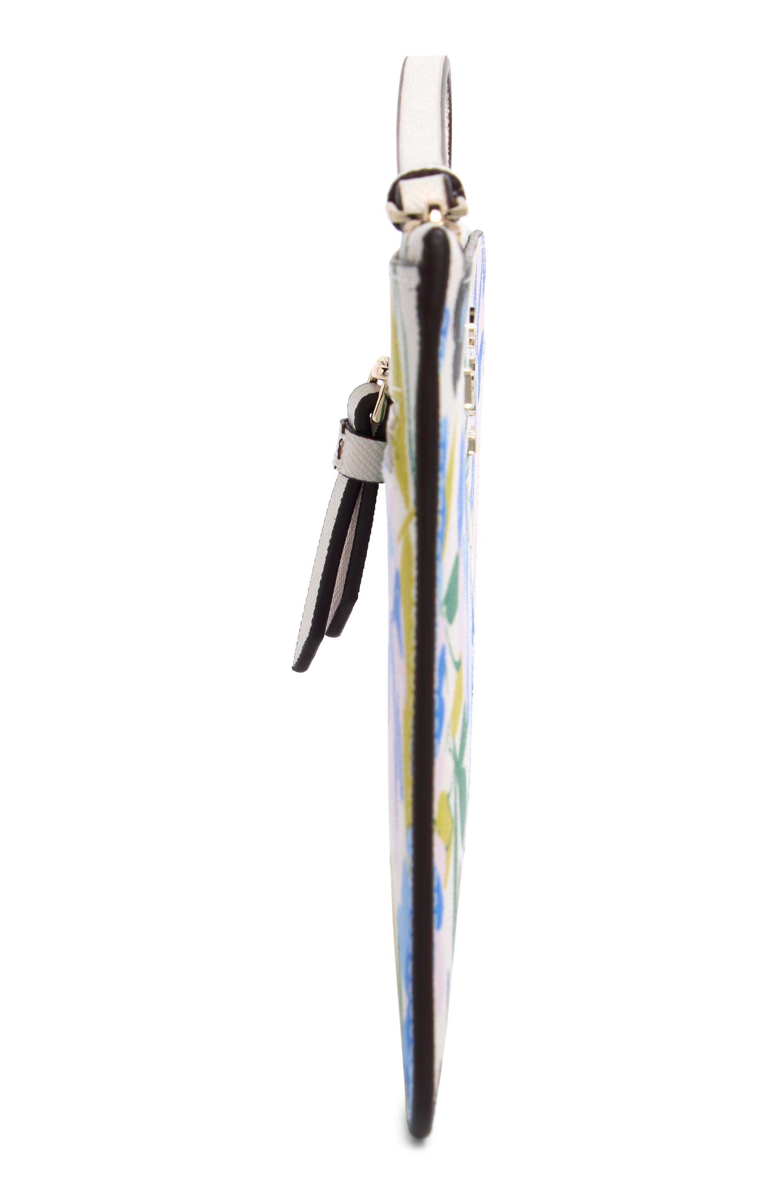 cameron festival floral leather wristlet, Alternate, color, CREAM MULTI