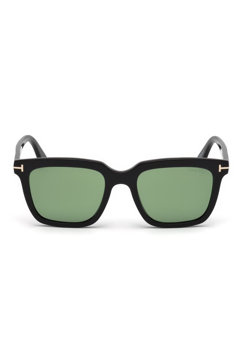 56mm Round Sunglasses, Main, color, SHINY BLACK / GREEN
