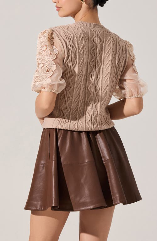 Astr The Label Elzie Mixed Media Sweater In Brown