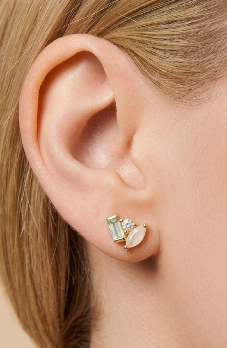 Little Sky Stone Seraphina Moonstone Topaz Stud Earrings, Alternate, color, Gold