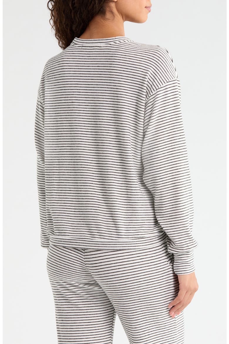 Clementine Striped Sleep Top, Alternate, color, WHITE/BLACK