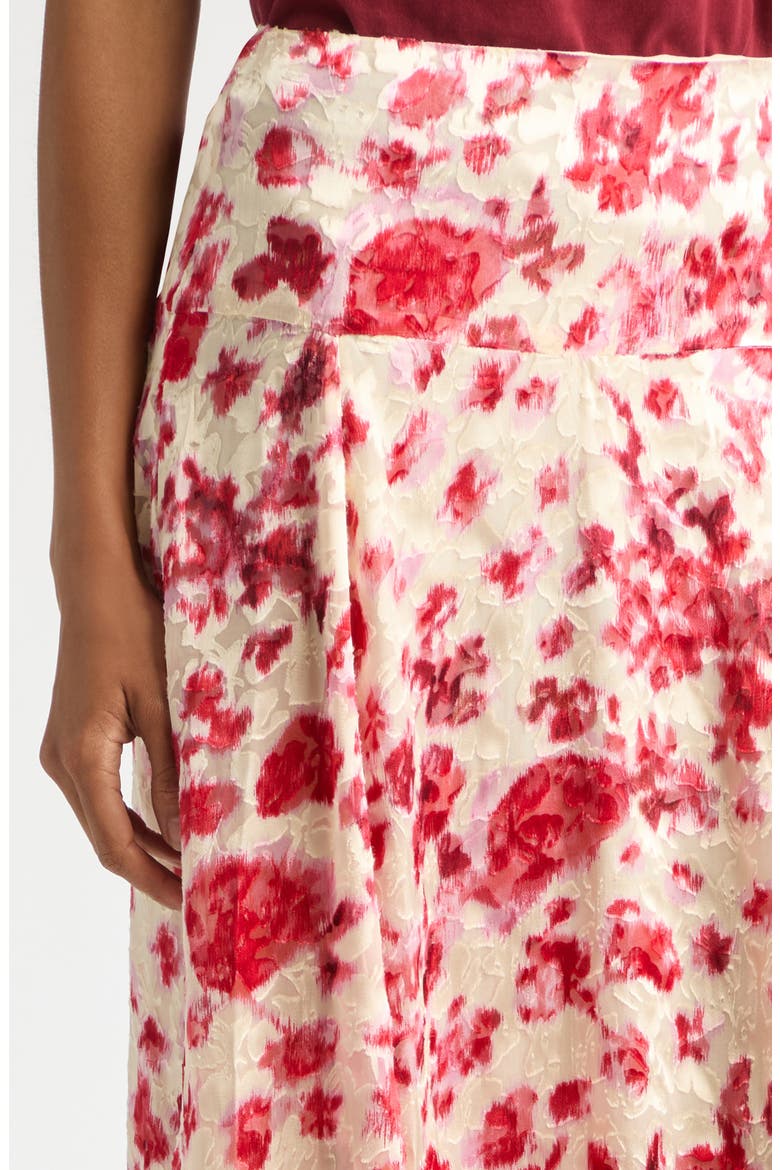 Hilza Floral Burnout Devoré Georgette Maxi Skirt, Alternate, color, ECRU/ PINK