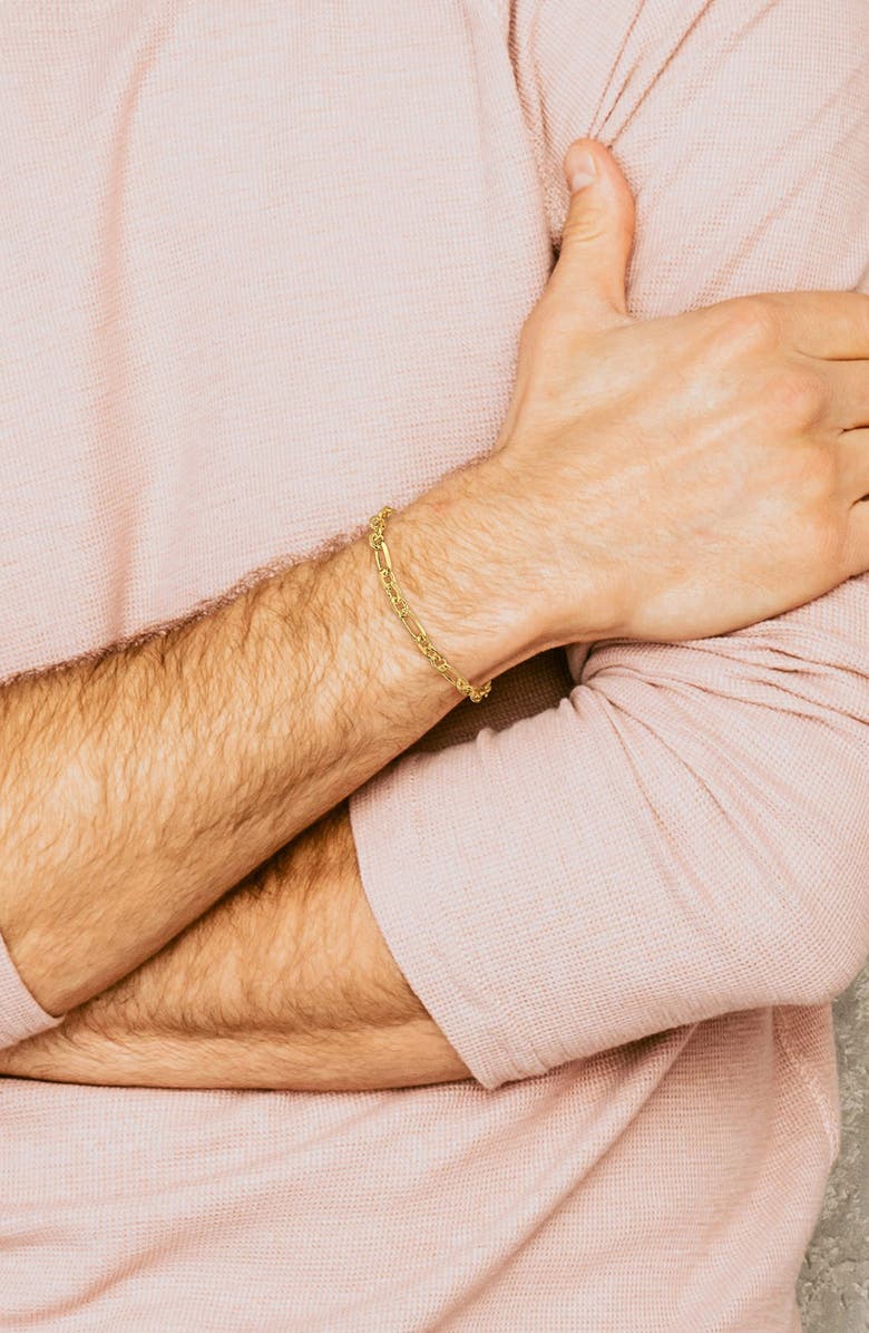 DELMAR Men's Diamond Cut Figaro Chain Bracelet, Alternate, color, Gold