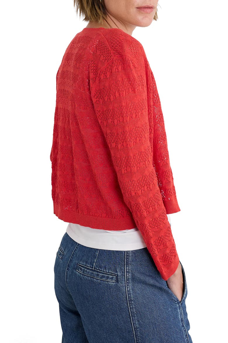 Sweet Day Pointelle Organic Cotton Cardigan, Alternate, color, KNIT MELANGE SUNSTONE