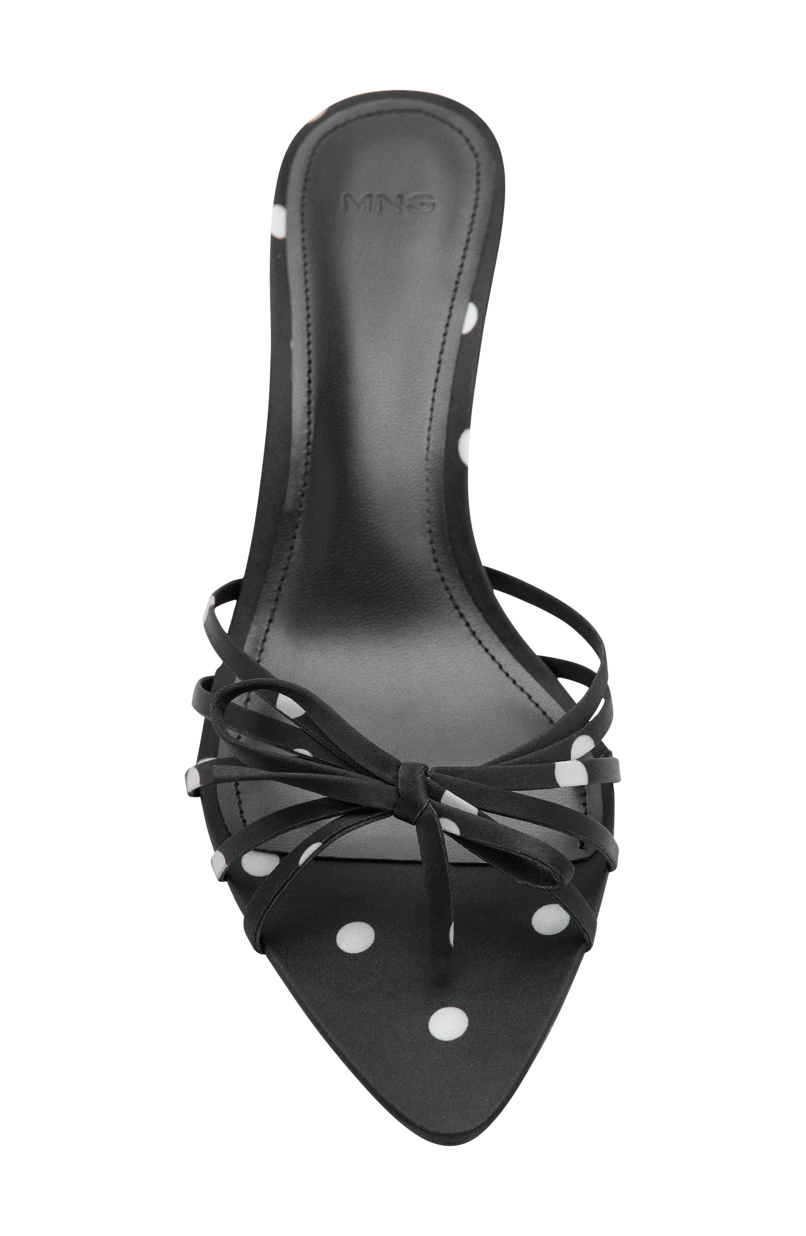 Polka Dot Bow Kitten Heel Sandal, Alternate, color, BLACK