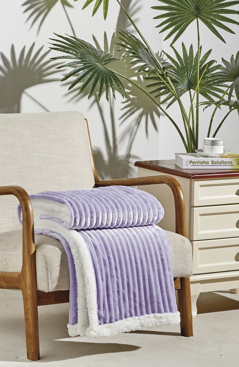 Luxury Home Corduroy Faux Shearling Throw Blanket, Alternate, color, Lilac