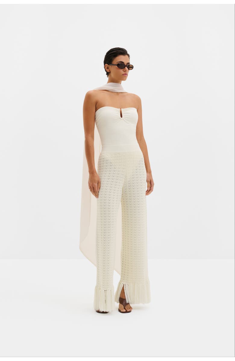 Malina Alycia Knitted Fringe Pants, Alternate, color, White