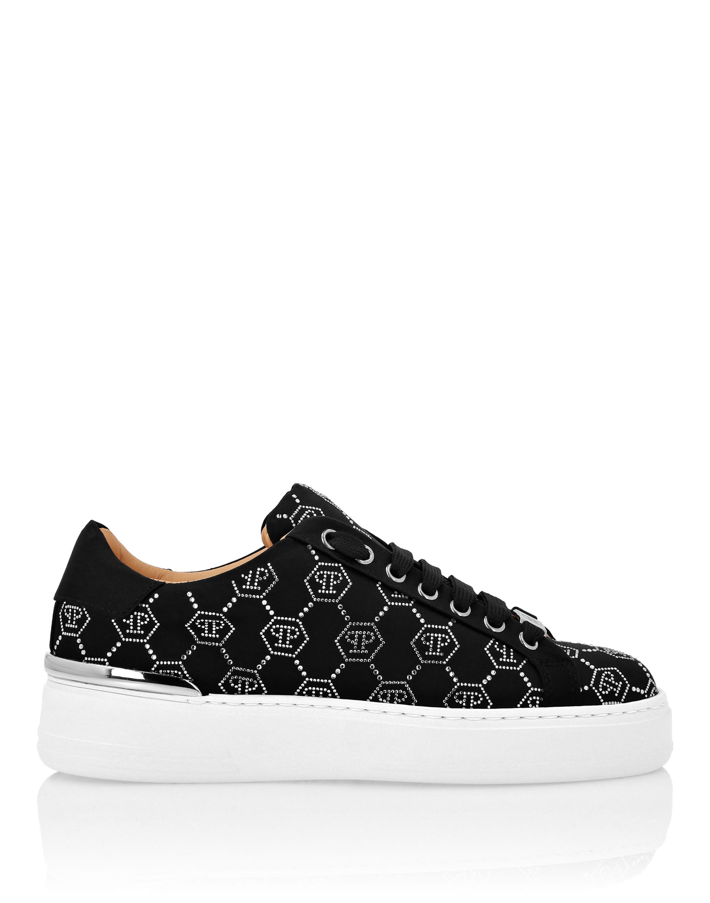 Satin Lo-Top Sneakers Strass Monogram Women, Alternate, color, black