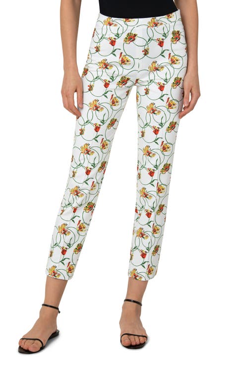 Franca Poppy Dot Print Stretch Cotton Ankle Pants
