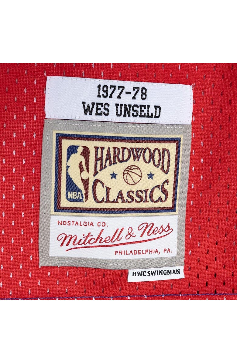 Mitchell & Ness Men's Mitchell & Ness Wes Unseld Blue/Red Washington Bullets Hardwood Classics 1977/78 Split Swingman Jersey, Alternate, color, 
