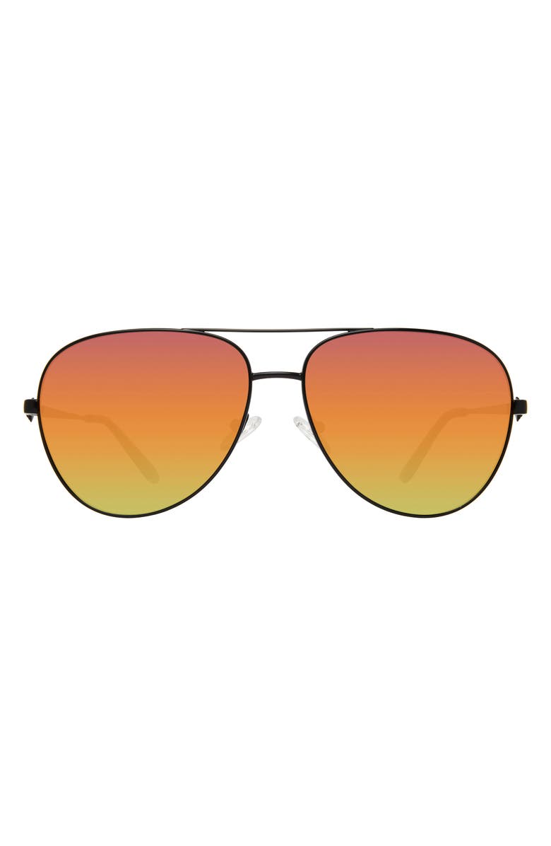 Kurt Geiger London Shoreditch 62mm Oversize Aviator Sunglasses, Main, color, Black Fuchsia/ Rainbow