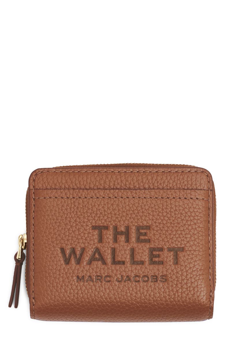 The Mini Leather Compact Wallet, Main, color, ARGAN OIL