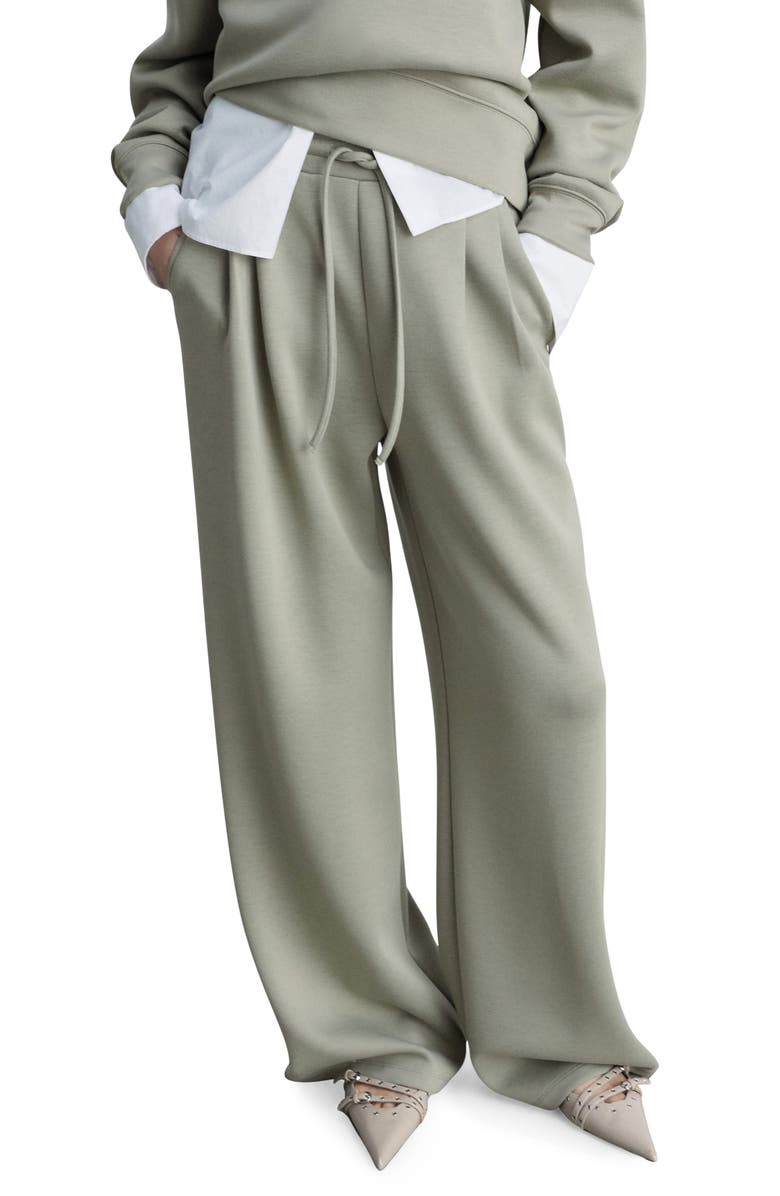 MANGO Drawstring Pleated Wide Leg Pants, Main, color, 