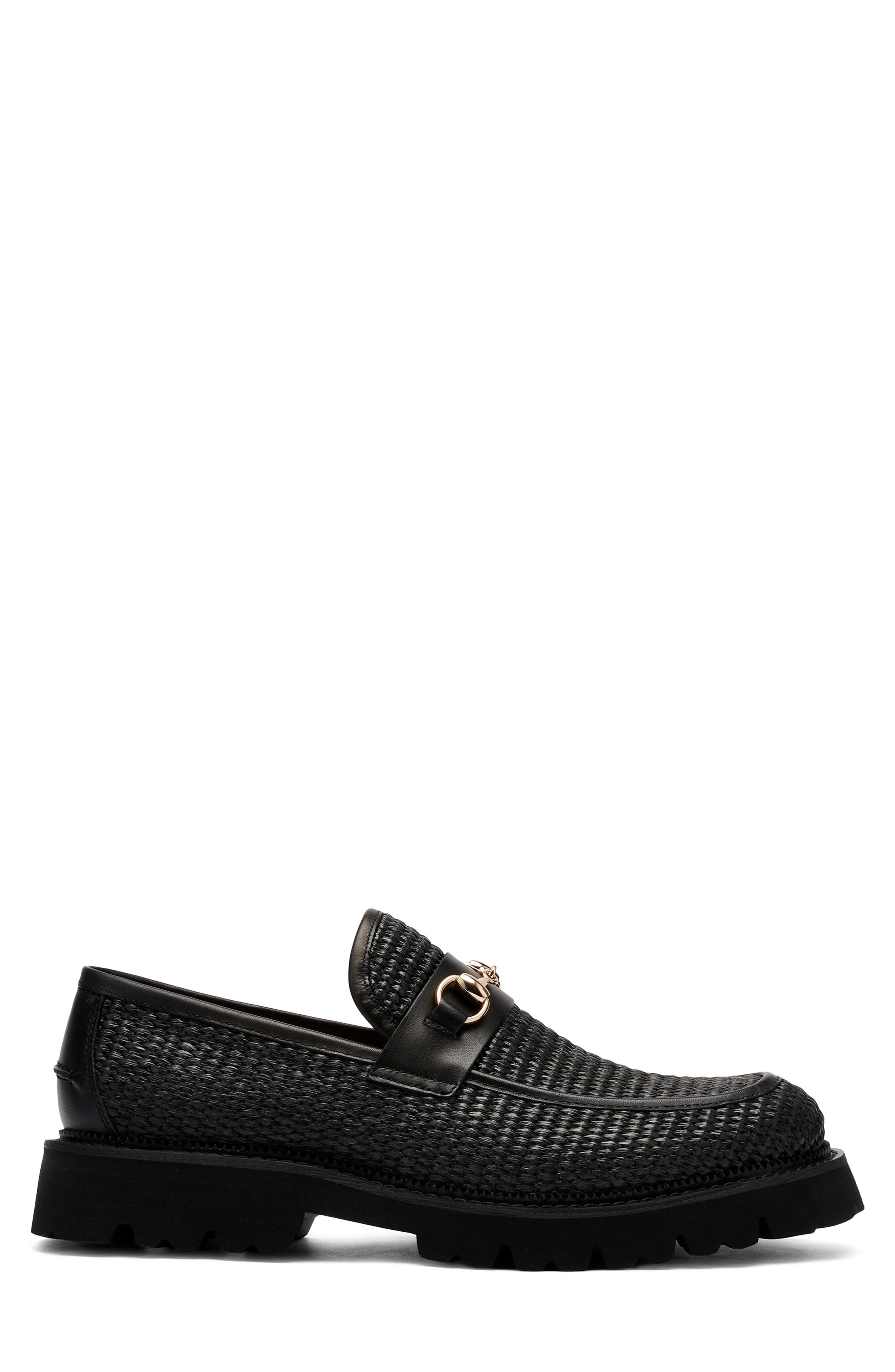 MARC NOLAN Blake Bit Loafer, Alternate, color, Black Raffia