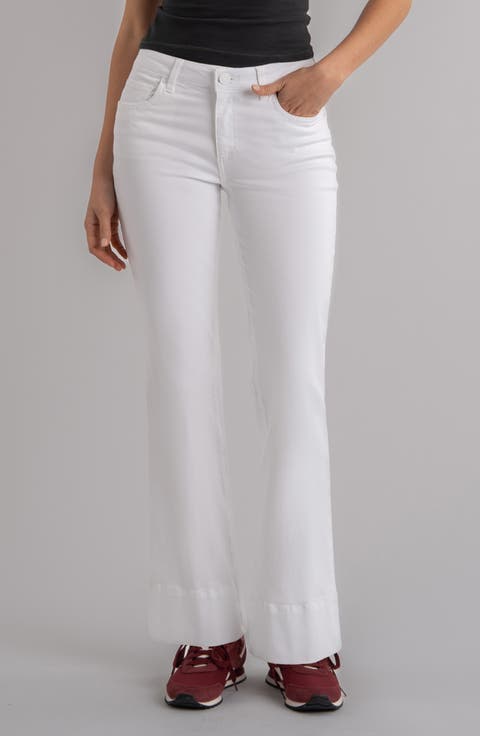 Kelsey Mid Rise Kick Flare Jeans (Optic White)
