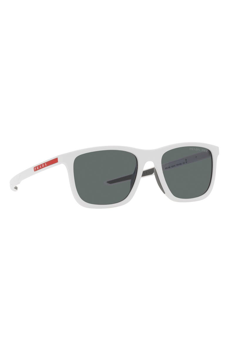 Prada Linea Rossa 54mm Polarized Pillow Sunglasses, Alternate, color, Natural White