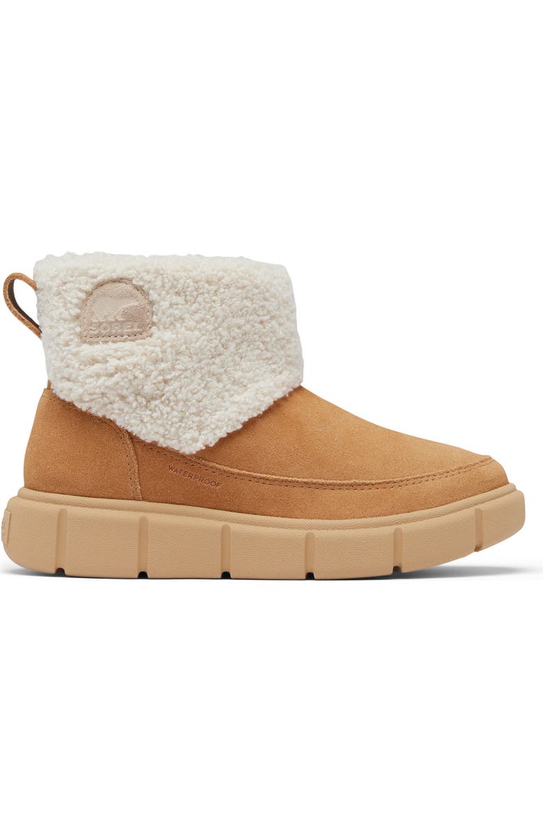 SOREL Kids' Explorer III Faux Fur Waterproof Slip-On Boot, Alternate, color, Tawny Buff/ Natural