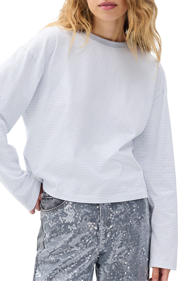 rag & bone/JEAN Kelly Stripe Boxy T-Shirt, Alternate, color, Light Blue