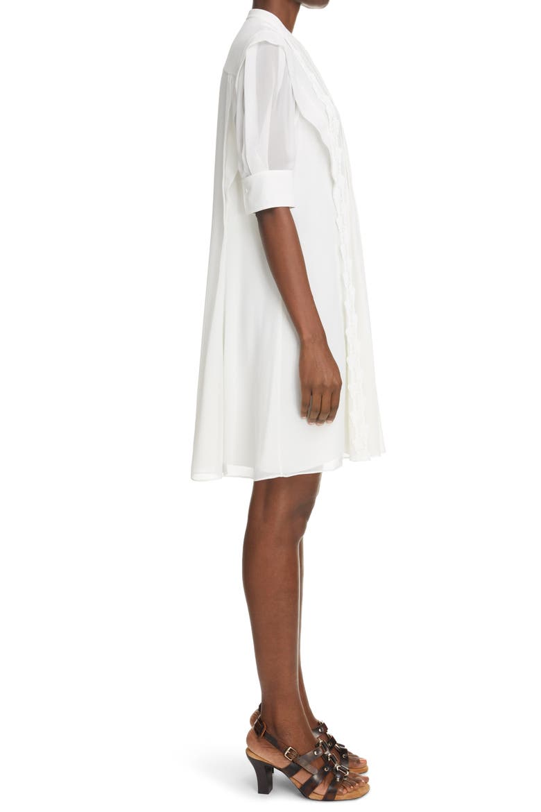 Puff Sleeve Silk Georgette Dress, Alternate, color, ICONIC MILK 107