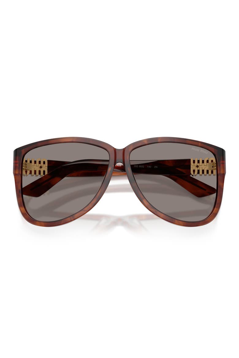 61mm Oversize Pilot Sunglasses, Alternate, color, STRIPED TOBACCO / DARK GREY