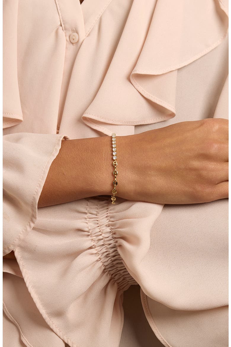 Cubic Zirconia Tennis & Mariner Chain Bracelet, Alternate, color, GOLD