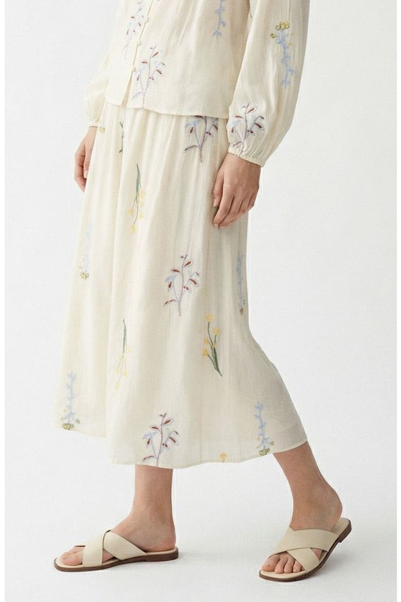 Lina Embroidered Midi Skirt, Alternate, color, SNOW WHITE DETAILCOLORFUL EMB