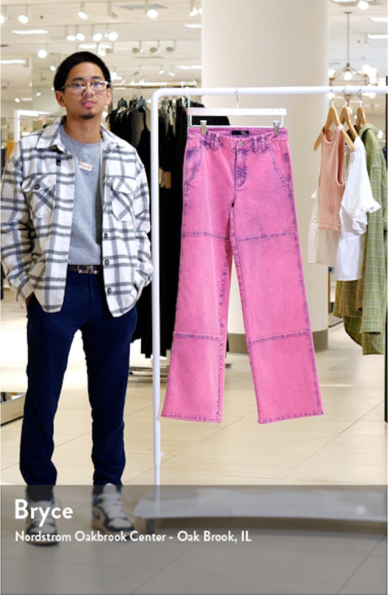 Acid Wash Paneled Wide Leg Carpenter Jeans, sales video thumbnail