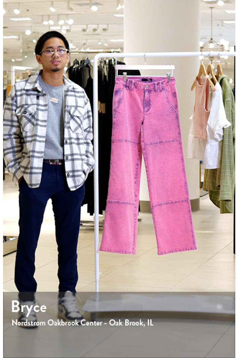 Acid Wash Paneled Wide Leg Carpenter Jeans video